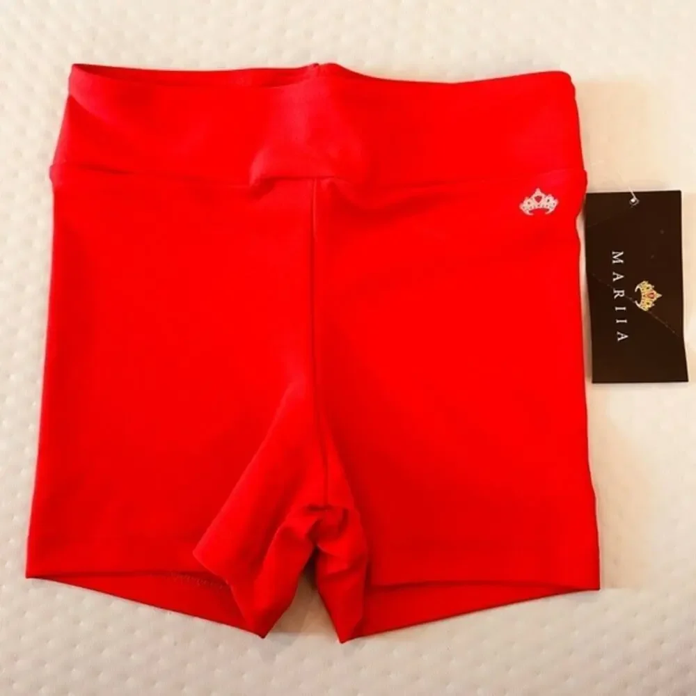 Mariia Crown CL high waist dance short shorts bottoms NWT red dancewear
